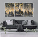 Golden Forest Abstract Wall Art | Dark Forest with Gold