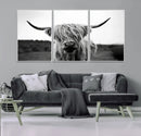 Highland Cow Wall Art | Black and White Farmhouse Decor |