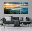 Sunrise Over Mountain Range Wall Art Canvas Print, Farmhouse