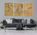Middle Earth Map Canvas Wall Art – Vintage Fantasy Map