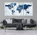 Modern Blue World Map Canvas Print – Framed Wall Art, by MyGreatCanvas | Canvas Wall Art Prints | Photo Prints & Wall Decor