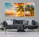 Tropical Sunset Beach Canvas Wall Art Print – Vibrant Palm by MyGreatCanvas | Canvas Wall Art Prints | Photo Prints & Wall Decor