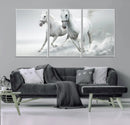 Large Wall Art Canvas Print – Beautiful Running White Horses