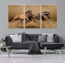 Large Wall Art Canvas Print – Two Running Brown Horses