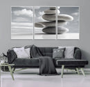 Still Life Black and White Zen Stones Wall Art Canvas,