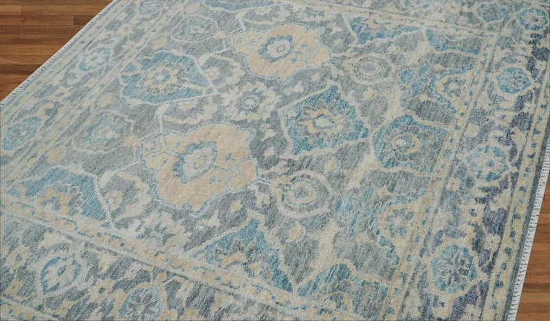 7' 11''x9' 9'' Hand Knotted LoomBloom Muted Turkish Oushak 100% Wool Transitional Oriental Area Rug Beige, Tan Color