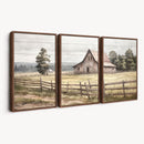 Rustic Farmhouse Barn Wall Art | 3-Panel Framed Gallery Wrap