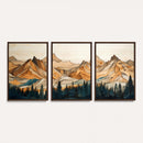Rustic Wood Mountain Wall Art Print | Triptych Giclee Print