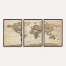Framed World Map Wall Art for Home and Office Decor