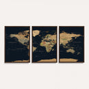 Vintage World Map Canvas on the Dark Background Wall Art