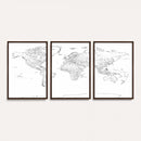 World Map Canvas Print – Framed Modern Detailed Map of the