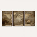 Dark Vintage World Map Canvas Wall Art Print, Antique Map