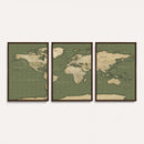 Vintage World Map Canvas Wall Art Print, Classic Global Map