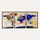 Colorful World Map Canvas Wall Art – Abstract Watercolor Map
