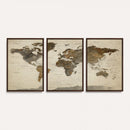 Vintage World Map Canvas Wall Art – Framed Travel Map for