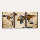 Rustic Watercolor World Map Canvas Wall Art – Framed Travel