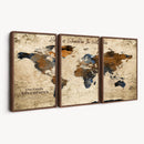 World Map Wall Art – Rustic Earth Tone Canvas Print, Antique