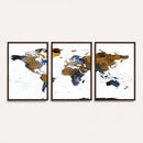 World Map Wall Art Canvas Print, Modern Decorative Framed