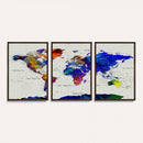 Vintage World Map Canvas Wall Art – Framed Travel Map with