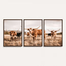 Texas Longhorn Cattle Wall Art Canvas Print, Sepia Western