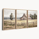 Rustic Farmhouse Barn Wall Art | 3-Panel Framed Gallery Wrap