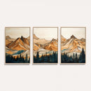 Rustic Wood Mountain Wall Art Print | Triptych Giclee Print