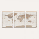Framed Large World Map Canvas Print for Office Decor