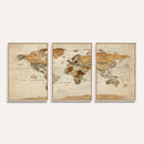 Rustic Vintage World Map Canvas Print – Framed Modern