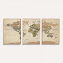 Framed World Map Wall Art for Home and Office Decor
