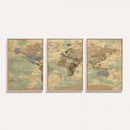 Vintage World Map Wall Art | Ready to Hang and Framed