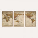 Vintage Detailed World Map Wall Art Canvas Print – Antique