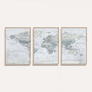 Push Pin World Map Canvas Print - Detailed Vintage World Map