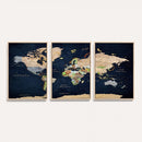 Minimalist World Map Canvas Wall Art - Watercolor Blue and