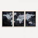 Black World Map Canvas Print – Detailed Map for Couples and