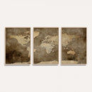 Dark Vintage World Map Canvas Wall Art Print, Antique Map