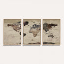 Neutral Watercolor World Map Canvas Wall Art – Framed Earth