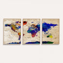 Colorful World Map Canvas Wall Art – Abstract Watercolor Map