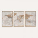 Detailed World Map Wall Art Canvas Print for Home and Office Decor