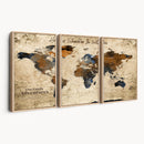 Rustic Watercolor World Map Canvas Wall Art – Framed Travel
