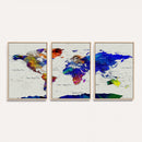 Vintage World Map Canvas Wall Art – Framed Travel Map with