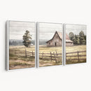 Rustic Farmhouse Barn Wall Art | 3-Panel Framed Gallery Wrap