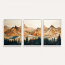 Rustic Wood Mountain Wall Art Print | Triptych Giclee Print