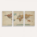 Vintage World Map Canvas Wall Art Print – Framed Modern