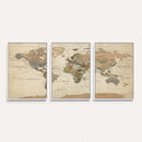 Framed World Map Wall Art for Home and Office Decor