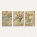 Vintage World Map Wall Art | Ready to Hang and Framed