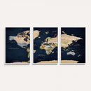 Minimalist World Map Canvas Wall Art - Watercolor Blue and