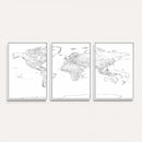 World Map Canvas Print – Framed Modern Detailed Map of the