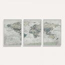 Neutral Vintage World Map Canvas Wall Art Print, Classic Map