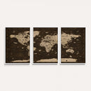 Colorful World Map Canvas Wall Art with Landmarks – Framed