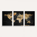 World Map Canvas Wall Art with Famous Landmarks – Framed